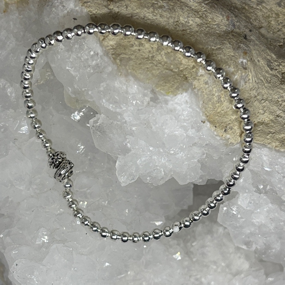 Silver Mini Beaded Stretch Layering Bracelet The Yogi Stretch Collection